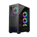 Sharx Striker Mid Tower Two Panel Front & Left Side Tempered Glass Case with 4 RGB Fans - Black