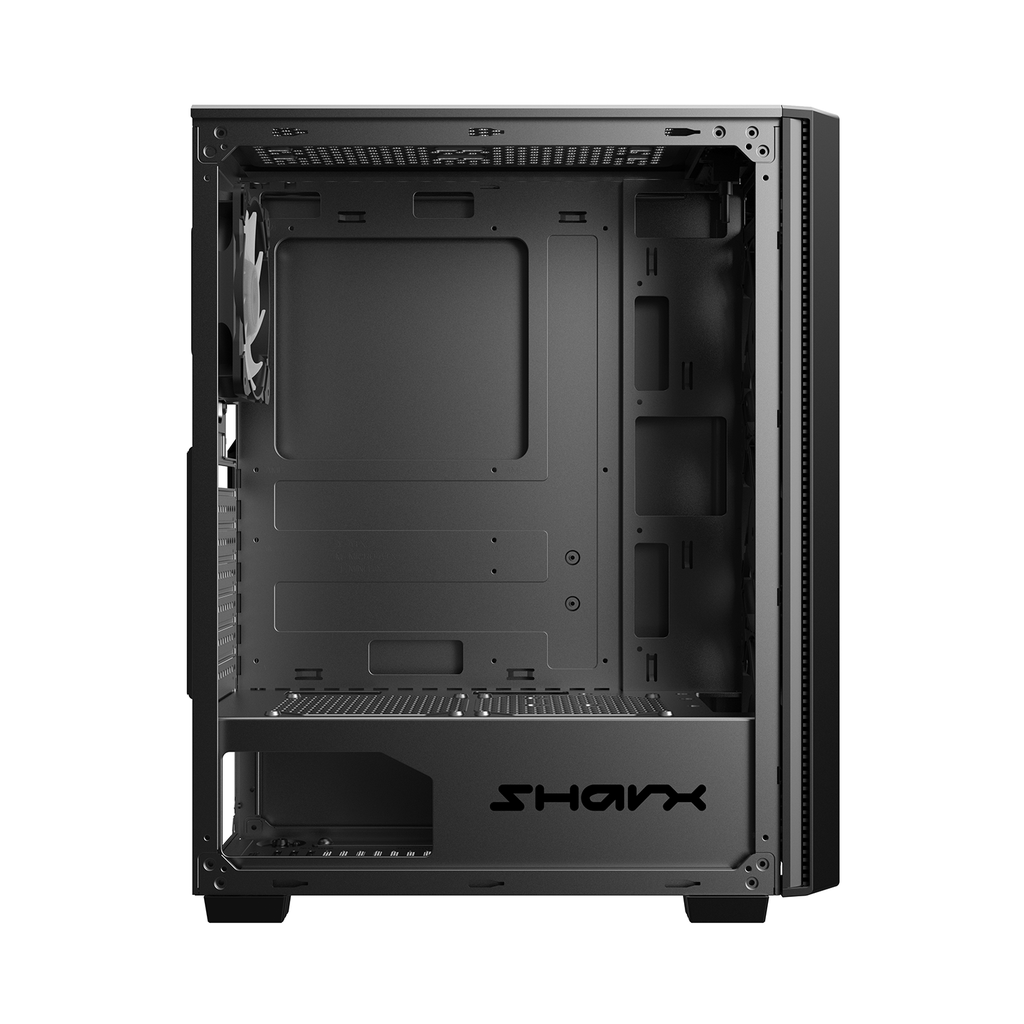 Sharx Striker Mid Tower Two Panel Front & Left Side Tempered Glass Case with 4 RGB Fans - Black