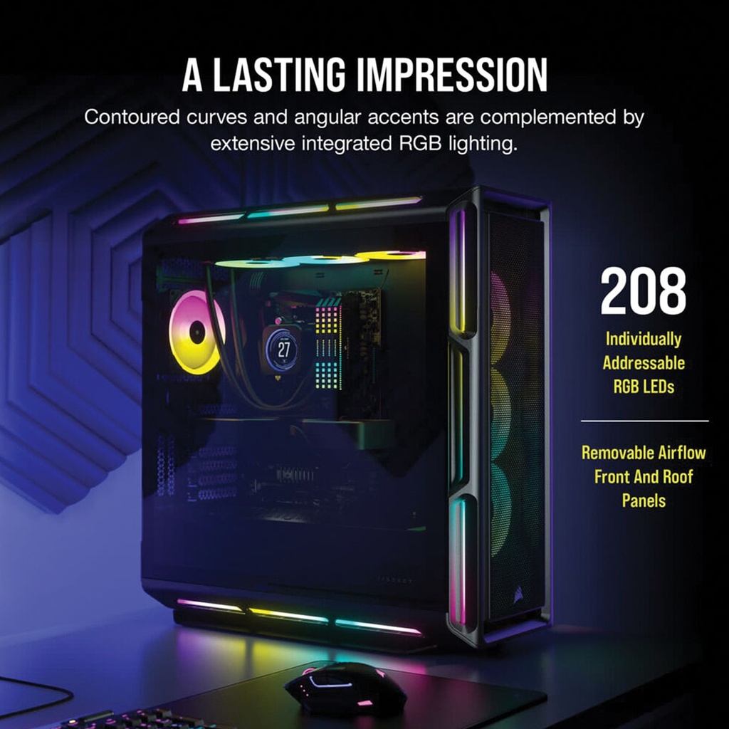 Corsair iCUE 5000T RGB Tempered Glass With 3 RGB & 1 Rear Fans Full-Tower ATX PC Case - Black