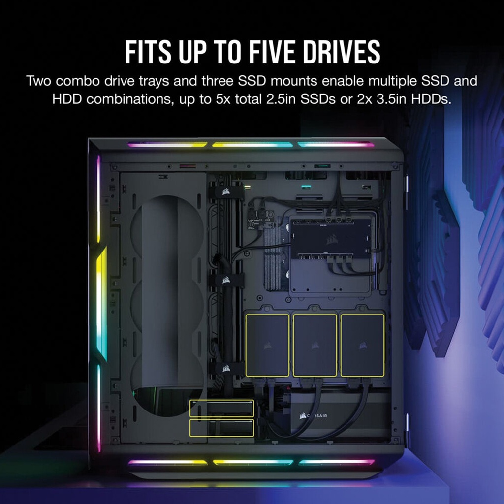 Corsair iCUE 5000T RGB Tempered Glass With 3 RGB & 1 Rear Fans Full-Tower ATX PC Case - Black