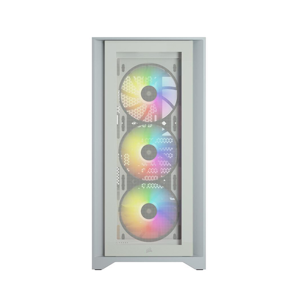 Corsair iCUE 4000X Mid-Tower Side Tempered Glass Panel Case with 3 RGB Fans - White