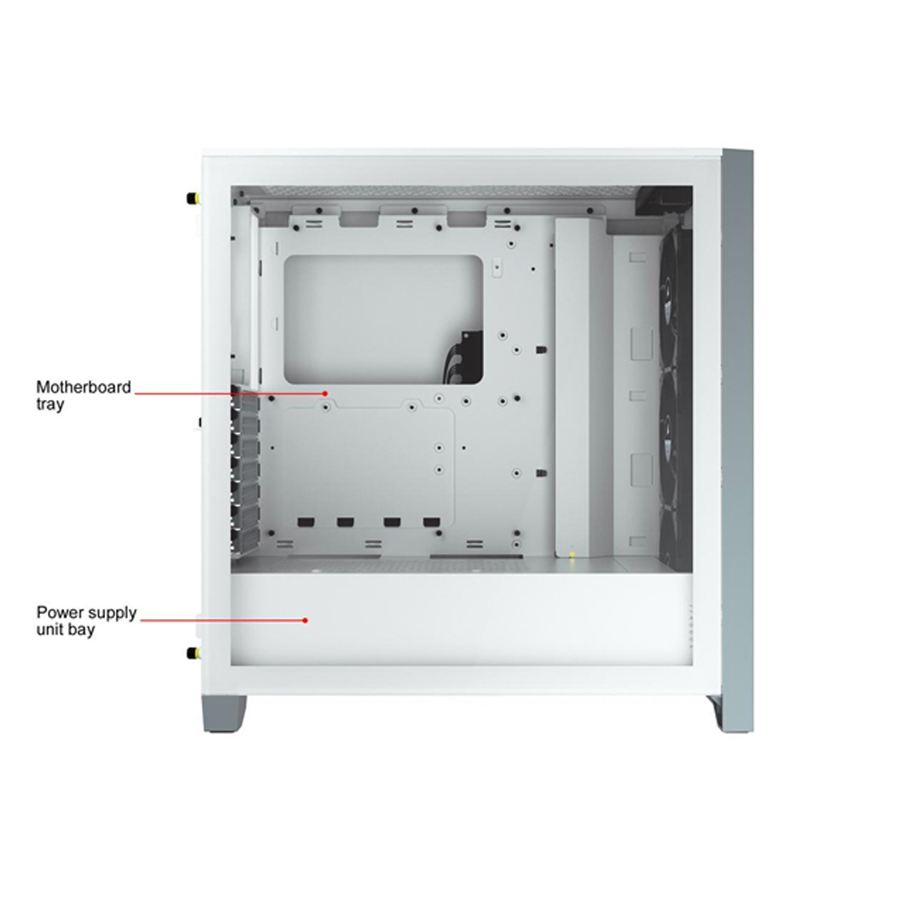 Corsair iCUE 4000X Mid-Tower Side Tempered Glass Panel Case with 3 RGB Fans - White