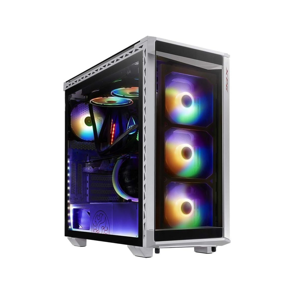 XPG BATTLECRUISER Super Mid-Tower 4-Side Tempered Glass Case with 4 RGB Fans - White