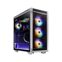 XPG BATTLECRUISER Super Mid-Tower 4-Side Tempered Glass Case with 4 RGB Fans - White