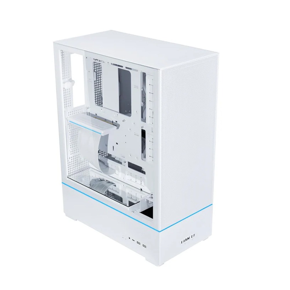 LIAN LI Sup01 Mid-Tower Tempered Glass Side Panel Case - White (No Fans Included)