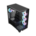 GameOn Emperor Mid Night IV Series Mid Tower Tempered Glass Side Panel Case with 7 ARGB Fans - Black
