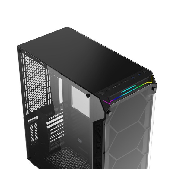 Xigmatek Overtake 3 Side Tempered Glass Panel Case with 6 Rainbow RGB Fans - Black