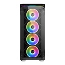 Xigmatek Overtake 3 Side Tempered Glass Panel Case with 6 Rainbow RGB Fans - Black