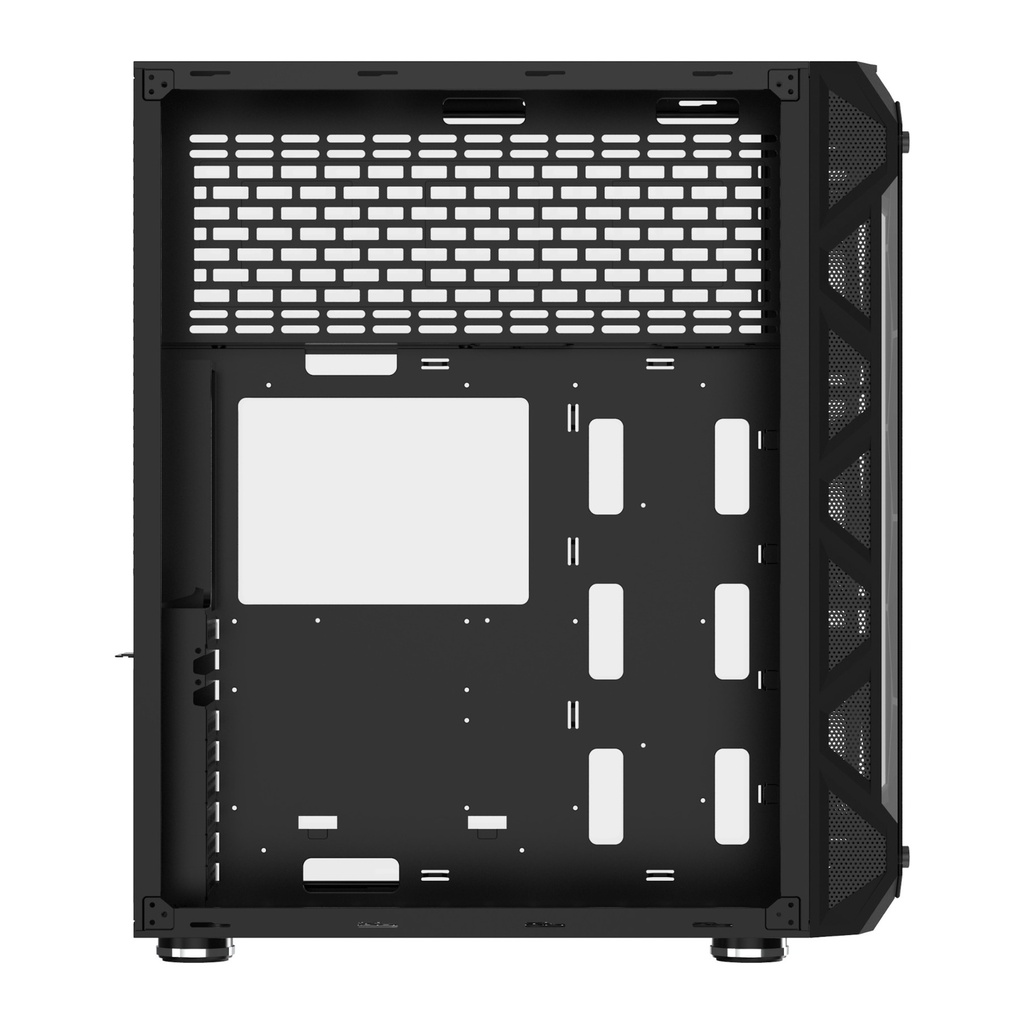 Xigmatek Overtake 3 Side Tempered Glass Panel Case with 6 Rainbow RGB Fans - Black