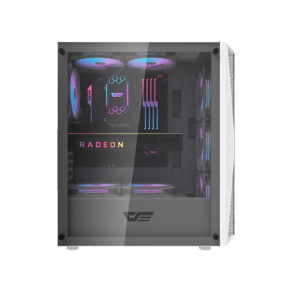 DarkFlash DK352 Plus ATX Mid Tower Front Panel Tempered Glass Side Panel Case With 4 ARGB Fans - White