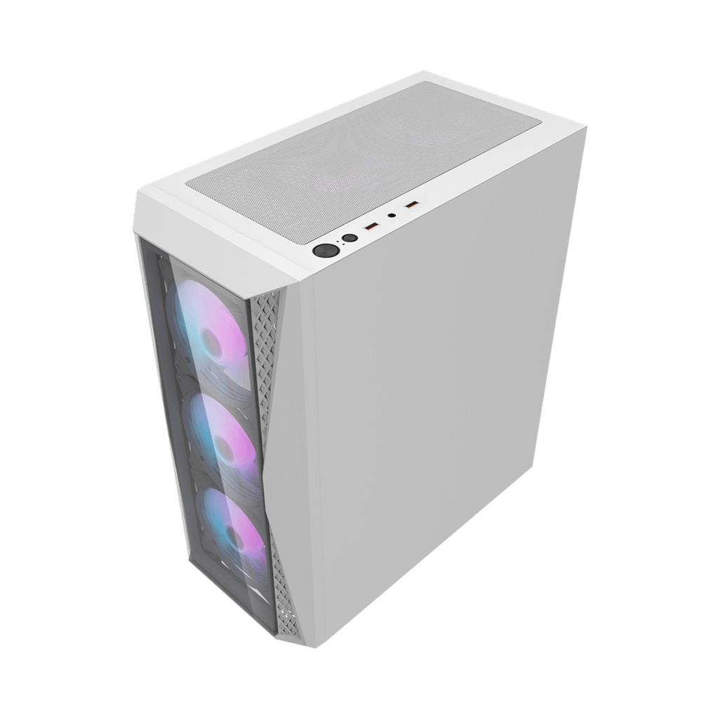 DarkFlash DK352 Plus ATX Mid Tower Front Panel Tempered Glass Side Panel Case With 4 ARGB Fans - White