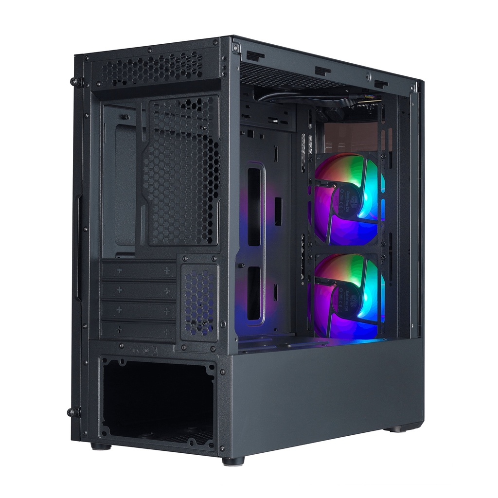 Cooler Master MasterBox MB320L Micro ATX Tower Tempered Glass Side Panel Case With 2 ARGB Fans - Black