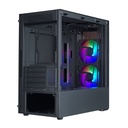 Cooler Master MasterBox MB320L Micro ATX Tower Tempered Glass Side Panel Case With 2 ARGB Fans - Black