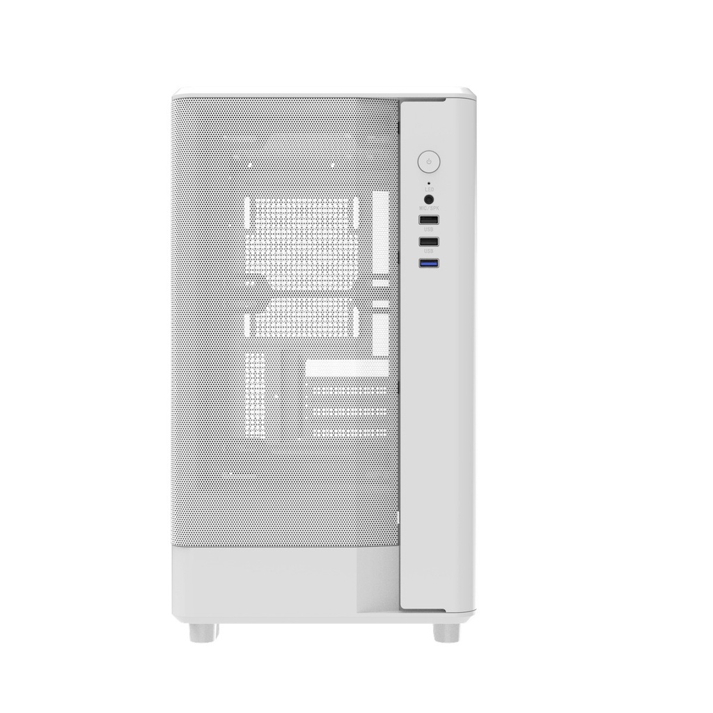 Darkflash DB330M M-ATX Fornt & Left Side Tempered Glass Panel Case With 3 ARGB Fans - White