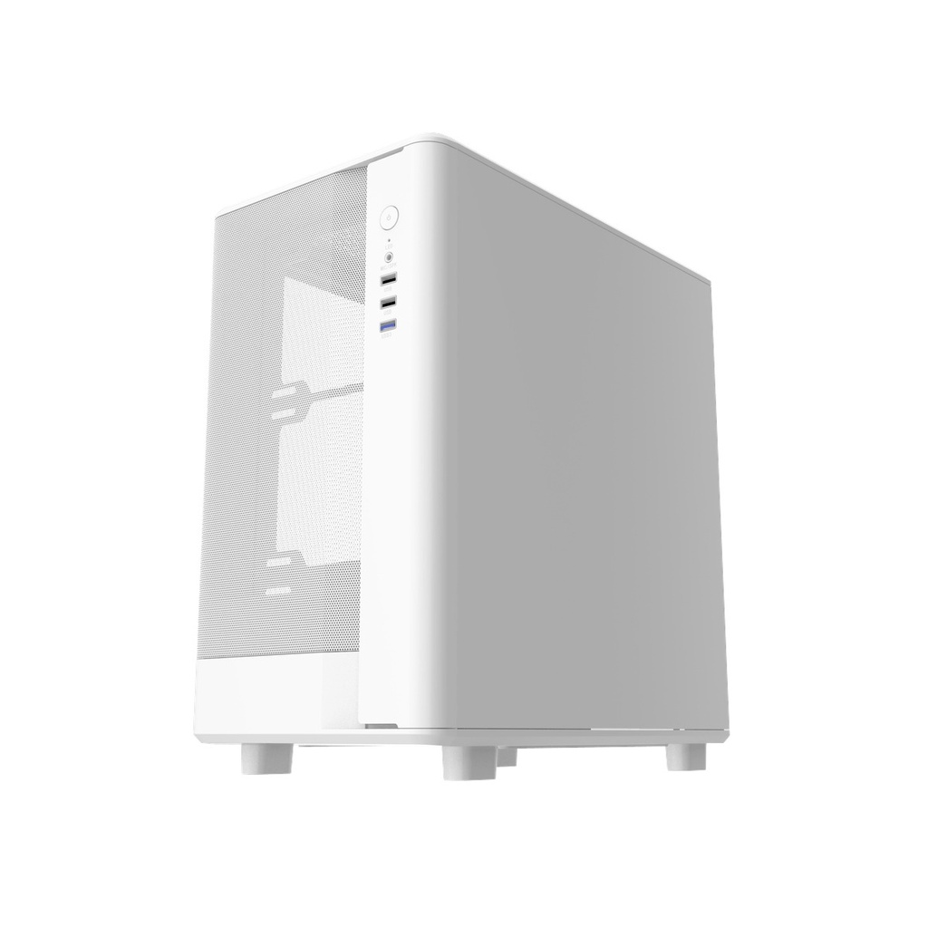 Darkflash DB330M M-ATX Fornt & Left Side Tempered Glass Panel Case With 3 ARGB Fans - White