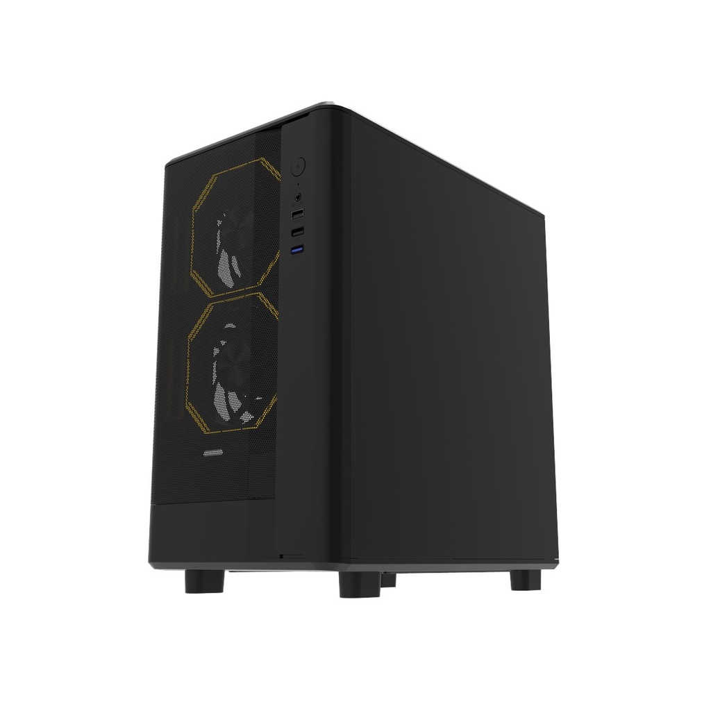 Darkflash DB330M M-ATX Fornt & Left Side Tempered Glass Panel Case With 3 ARGB Fans - Black