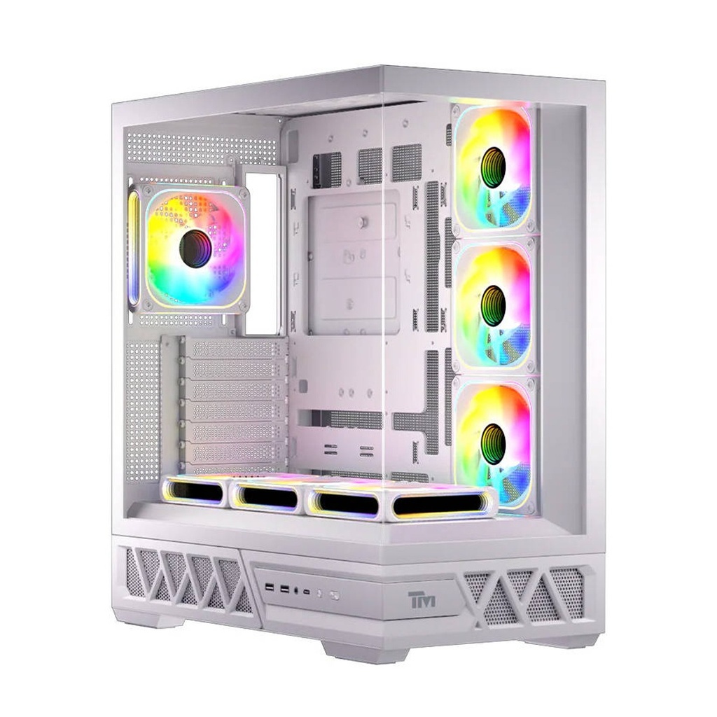 Twisted Minds Dominator Series ATX Mid Tower Gaming Case - White (7 ARGB Fans Included)