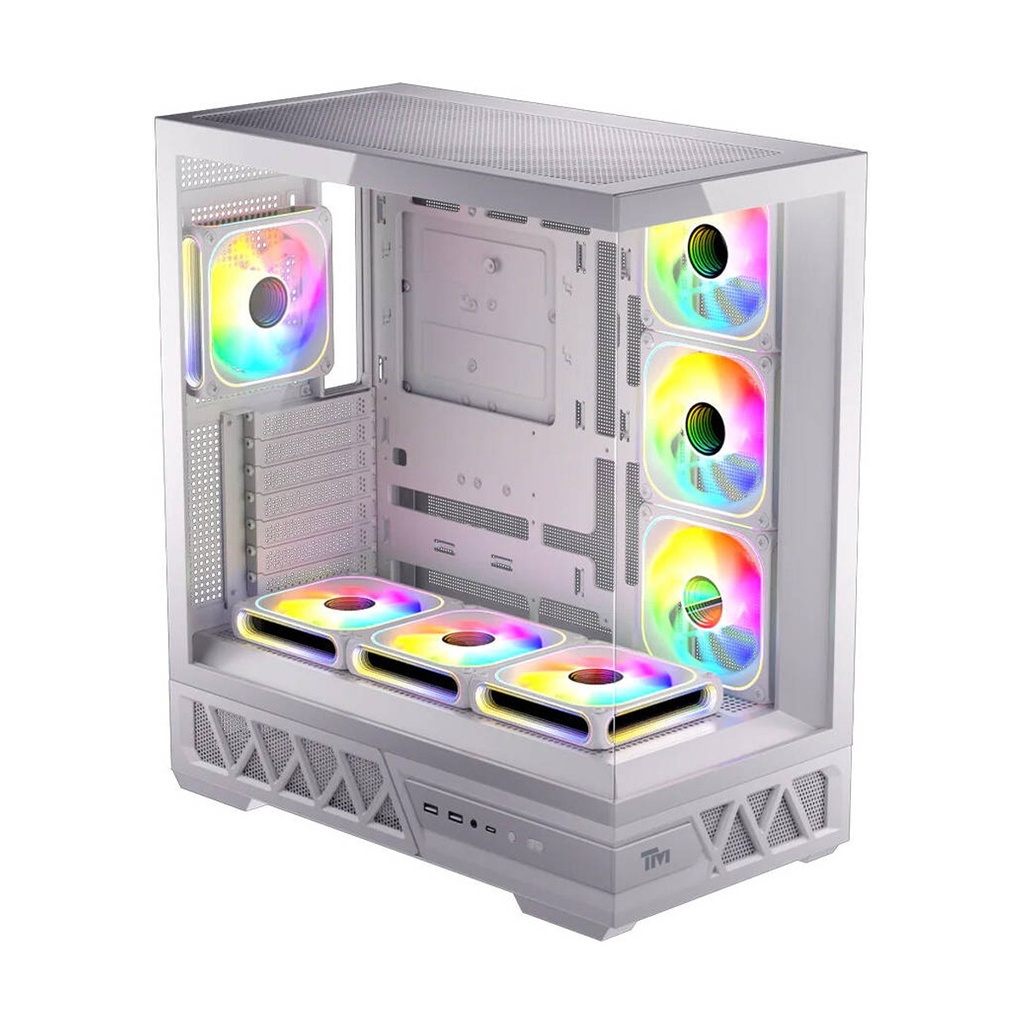 Twisted Minds Dominator Series ATX Mid Tower Gaming Case - White (7 ARGB Fans Included)