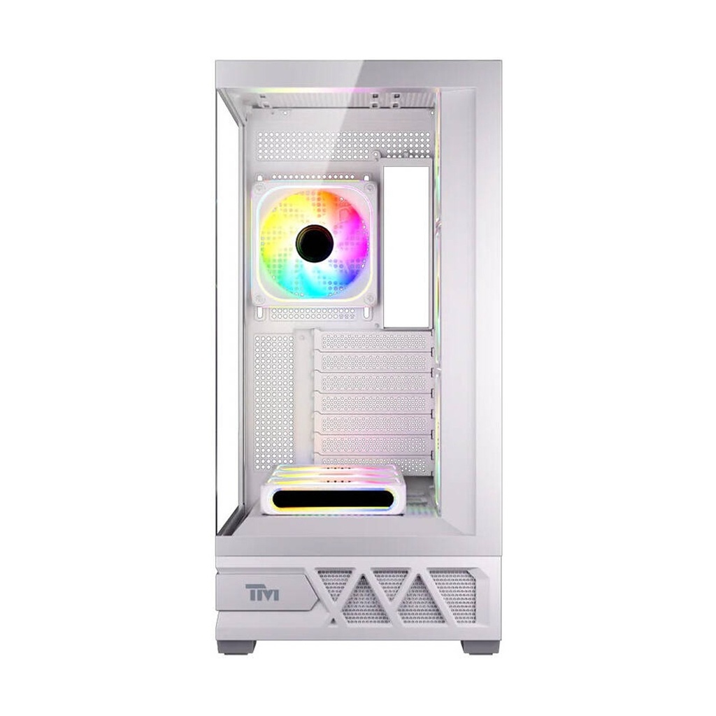 Twisted Minds Dominator Series ATX Mid Tower Gaming Case - White (7 ARGB Fans Included)