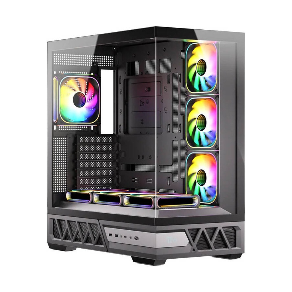 Twisted Minds Dominator Series ATX Mid Tower Gaming Case - Black (7 ARGB Fans Included)