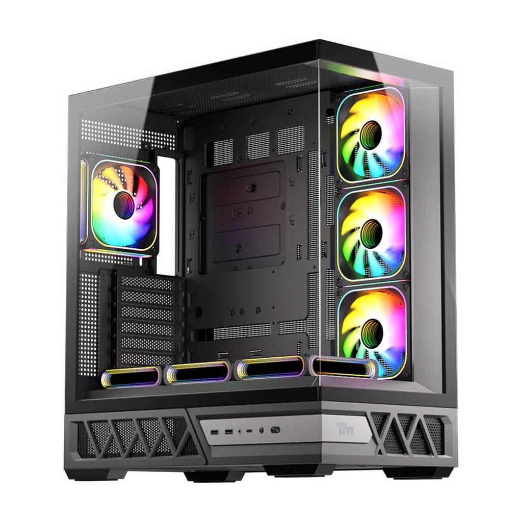 Twisted Minds Dominator Series ATX Mid Tower Gaming Case - Black (7 ARGB Fans Included)