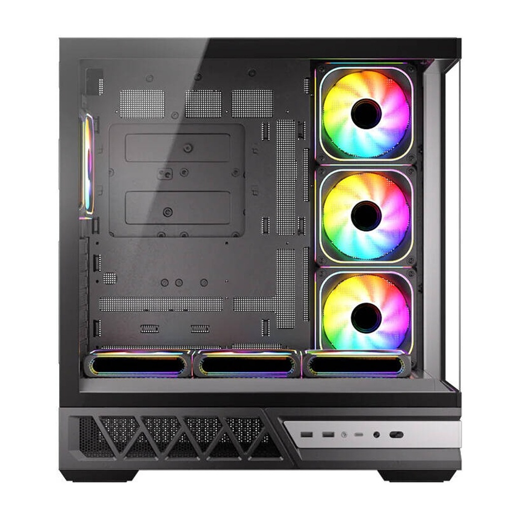 Twisted Minds Dominator Series ATX Mid Tower Gaming Case - Black (7 ARGB Fans Included)