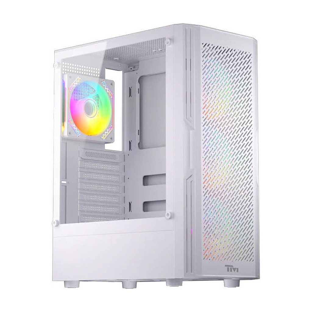 Twisted Minds Phantom II Series ATX Mid Tower Gaming Case - White (4 ARGB Fans Included)