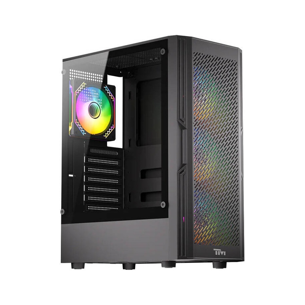 Twisted Minds Phantom II Series ATX Mid Tower Gaming Case - Black (4 ARGB Fans Included)