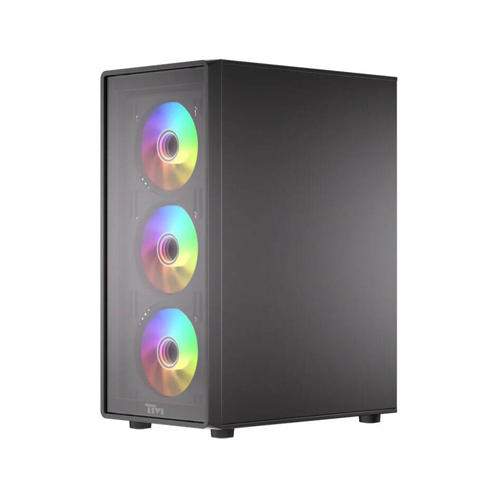 Twisted Minds Phantom Series ATX Mid Tower Gaming Case - Black (4 ARGB Fans Included)