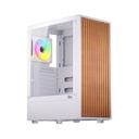 Twisted Minds WoodX Series ATX Mid Tower Gaming Case - White (4 ARGB Fans Included)