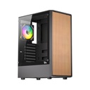 Twisted Minds WoodX Series ATX Mid Tower Gaming Case - Black (4 ARGB Fans Included)