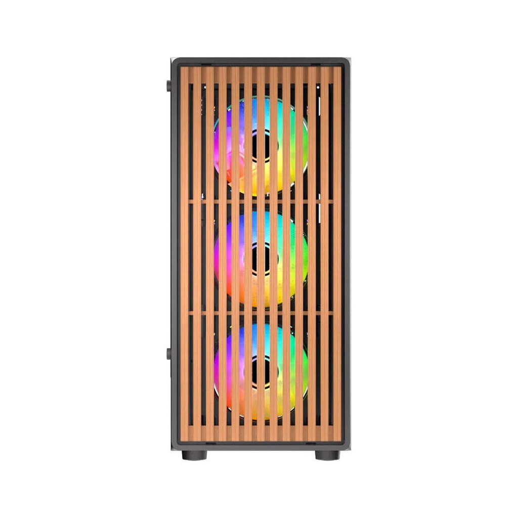 Twisted Minds WoodX Series ATX Mid Tower Gaming Case - Black (4 ARGB Fans Included)