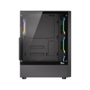 Twisted Minds WoodX Series ATX Mid Tower Gaming Case - Black (4 ARGB Fans Included)