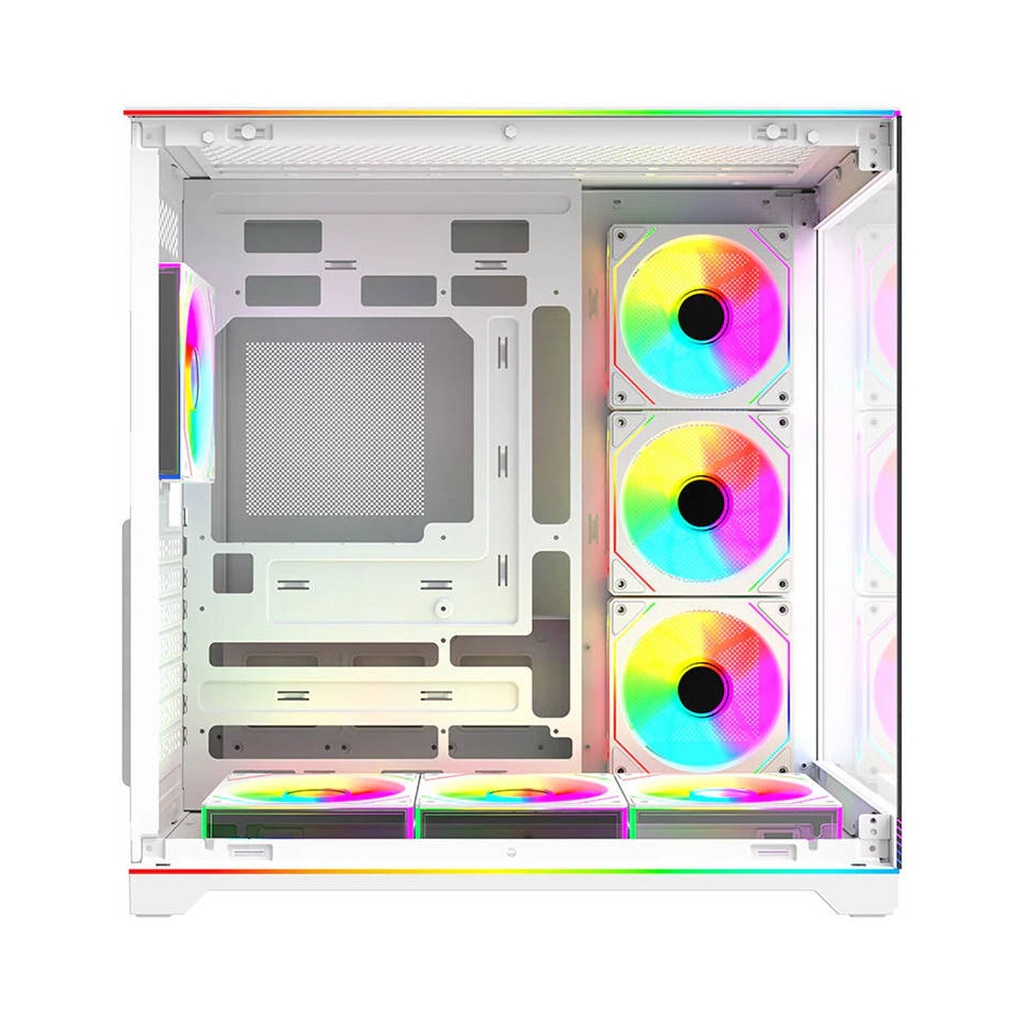 Twisted Minds Rampage Series ATX Mid Tower Gaming Case - White (7 ARGB Fans Included)