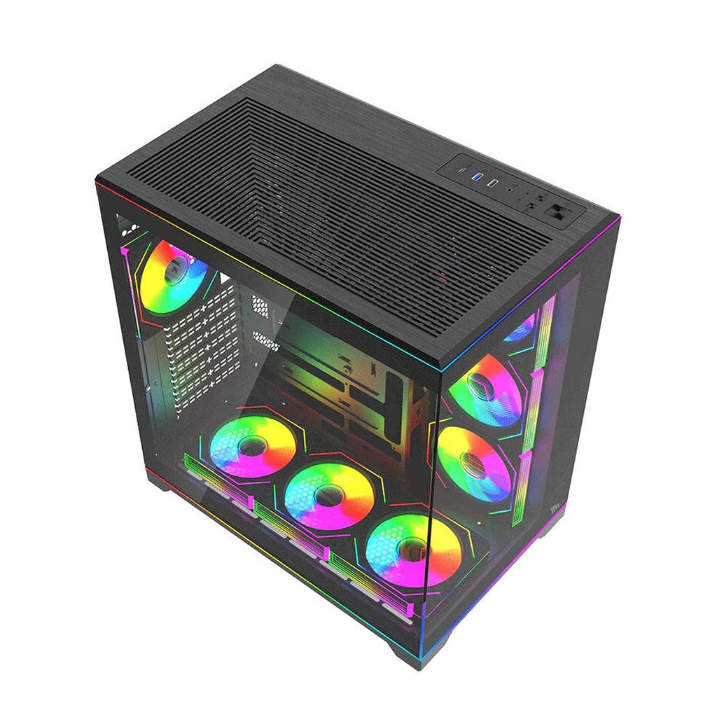 Twisted Minds Rampage Series ATX Mid Tower Gaming Case - Black (7 ARGB Fans Included)
