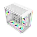 Twisted Minds Flux Series ATX Mid Tower Gaming Case - White (7 ARGB Fans Included)