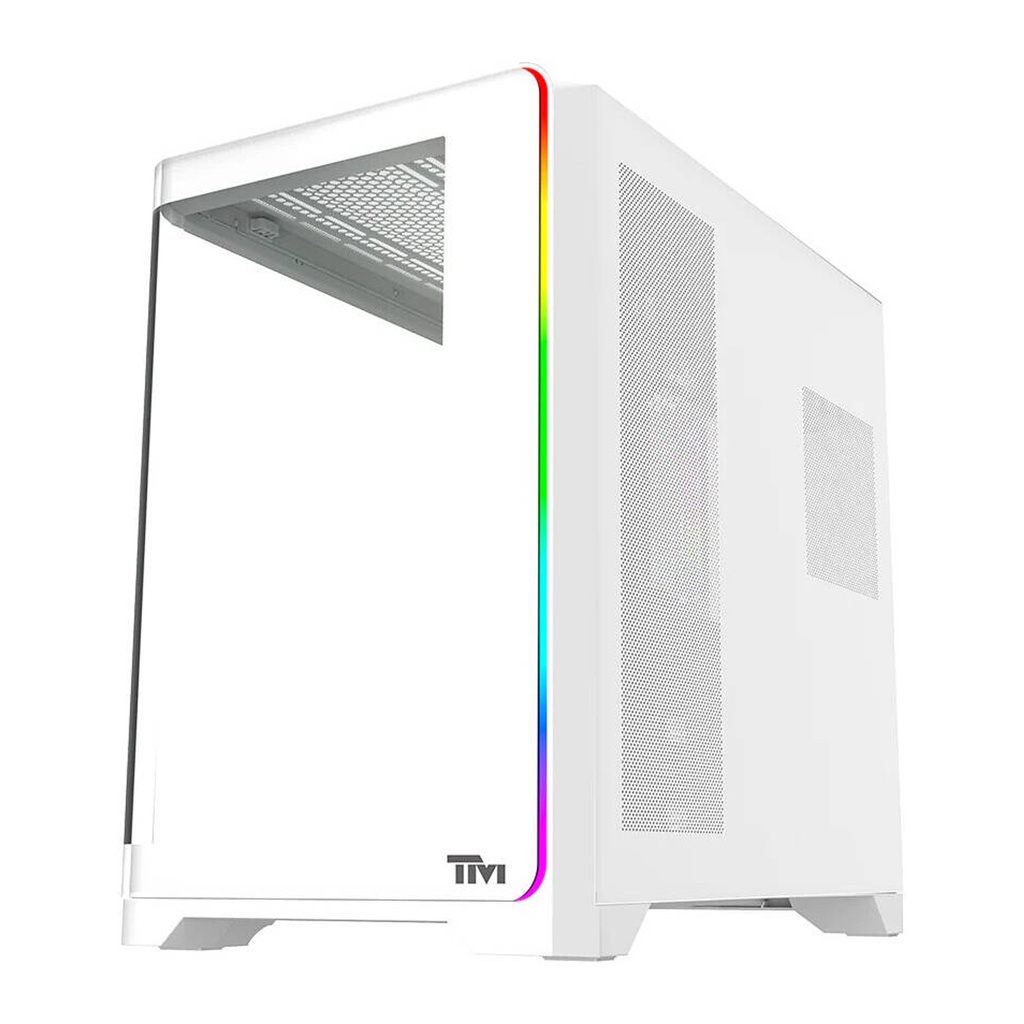 Twisted Minds Flux Series ATX Mid Tower Gaming Case - White (7 ARGB Fans Included)