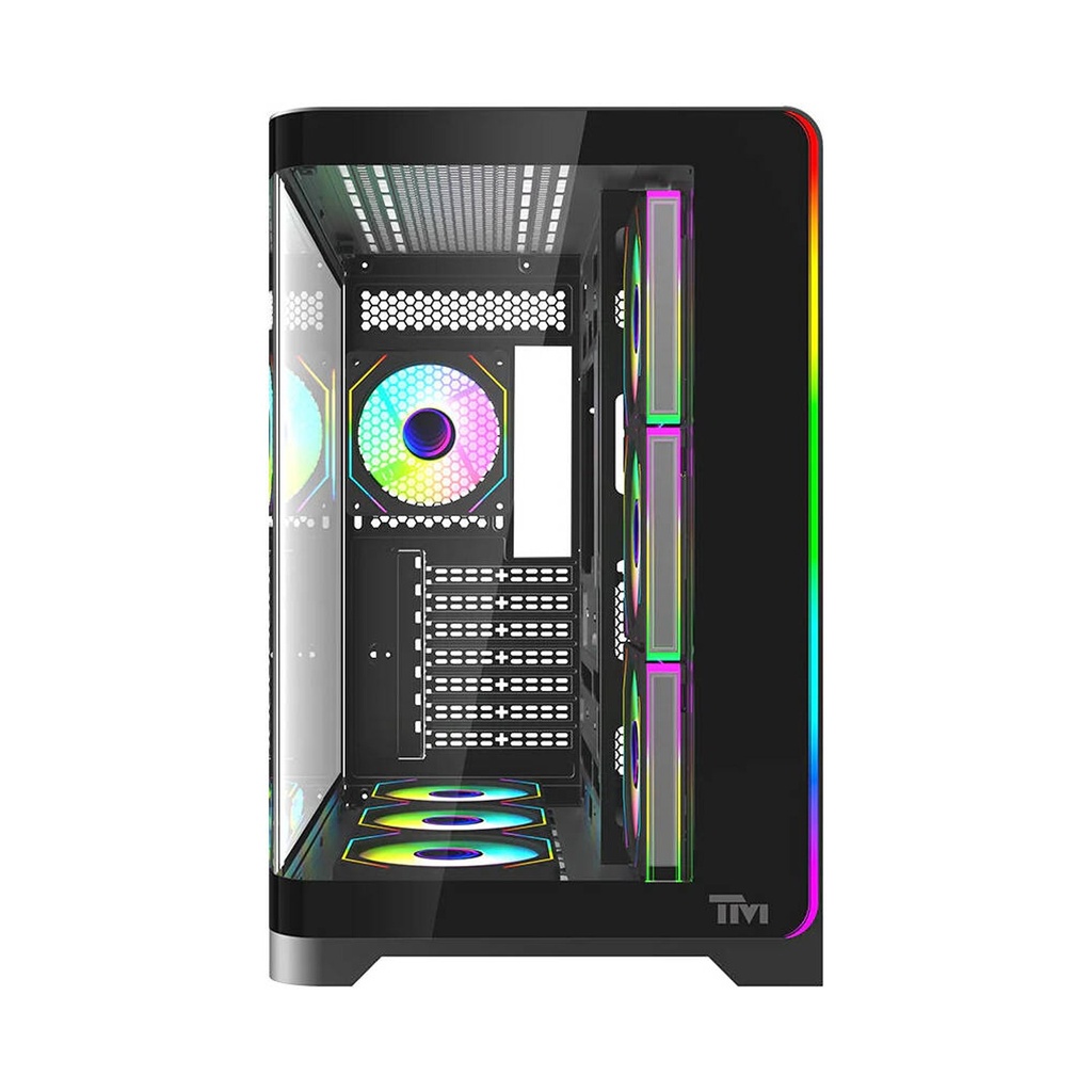 Twisted Minds Flux Series ATX Mid Tower Gaming Case - Black (7 ARGB Fans Included)