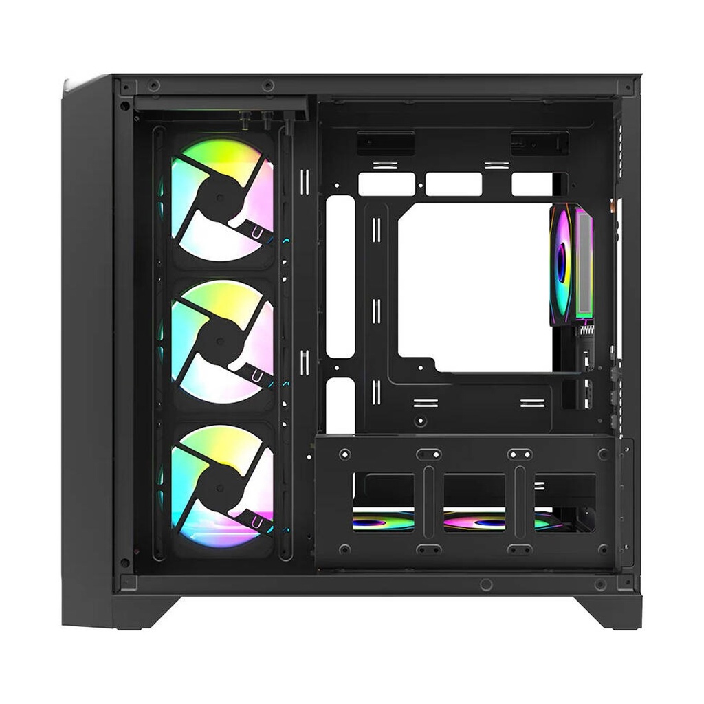 Twisted Minds Flux Series ATX Mid Tower Gaming Case - Black (7 ARGB Fans Included)