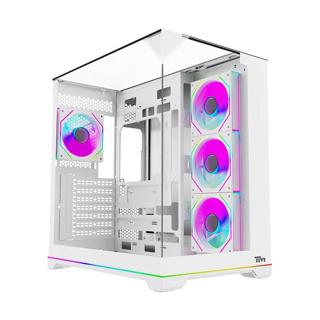 Twisted Minds Elite Series ATX Mid Tower Gaming Case - White (4 ARGB Fans Included)