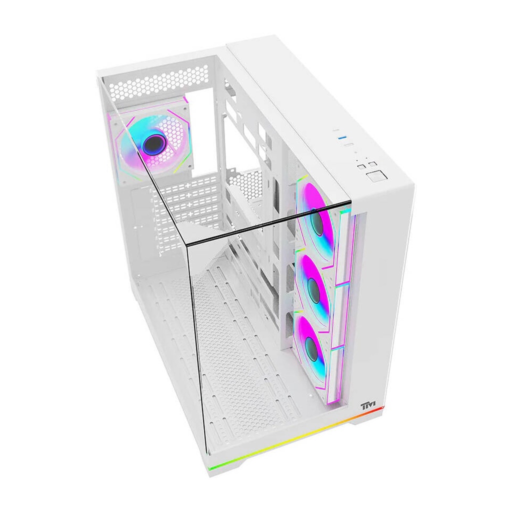Twisted Minds Elite Series ATX Mid Tower Gaming Case - White (4 ARGB Fans Included)
