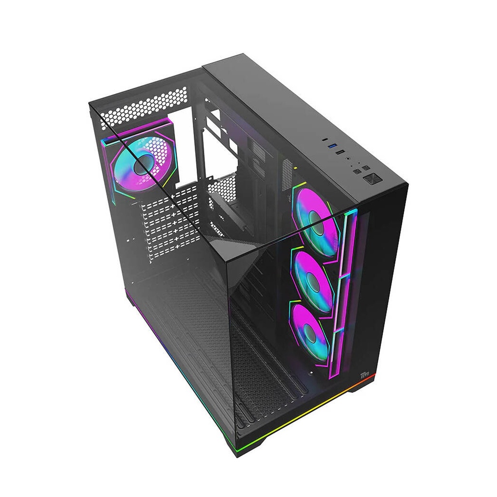 Twisted Minds Elite Series ATX Mid Tower Gaming Case - Black (4 ARGB Fans Included)