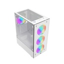 Twisted Minds Nova Series ATX Mid Tower Gaming Case - White (4 ARGB Fans Included)