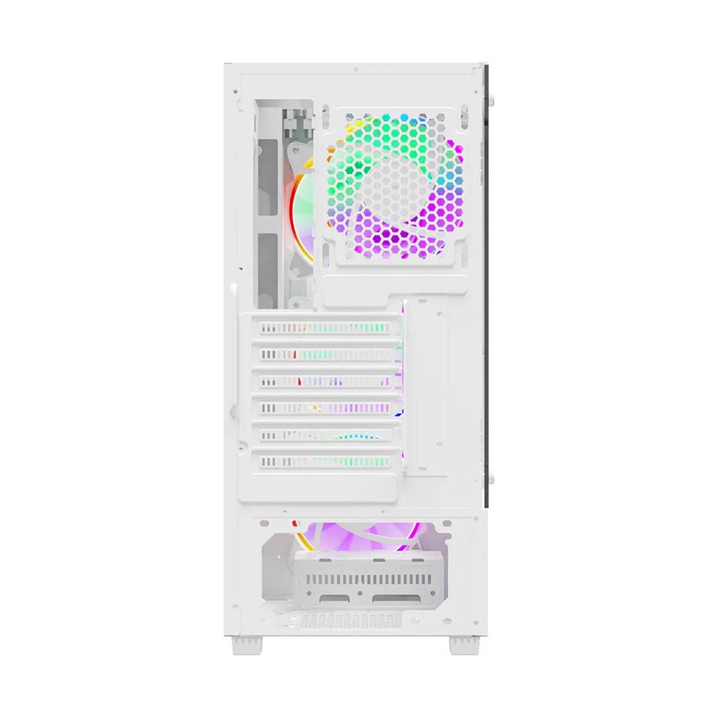 Twisted Minds Nova Series ATX Mid Tower Gaming Case - White (4 ARGB Fans Included)