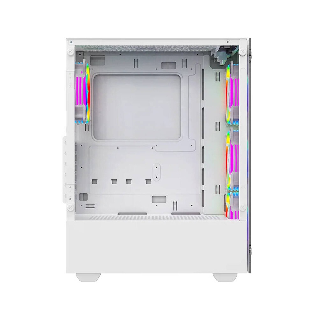 Twisted Minds Nova Series ATX Mid Tower Gaming Case - White (4 ARGB Fans Included)