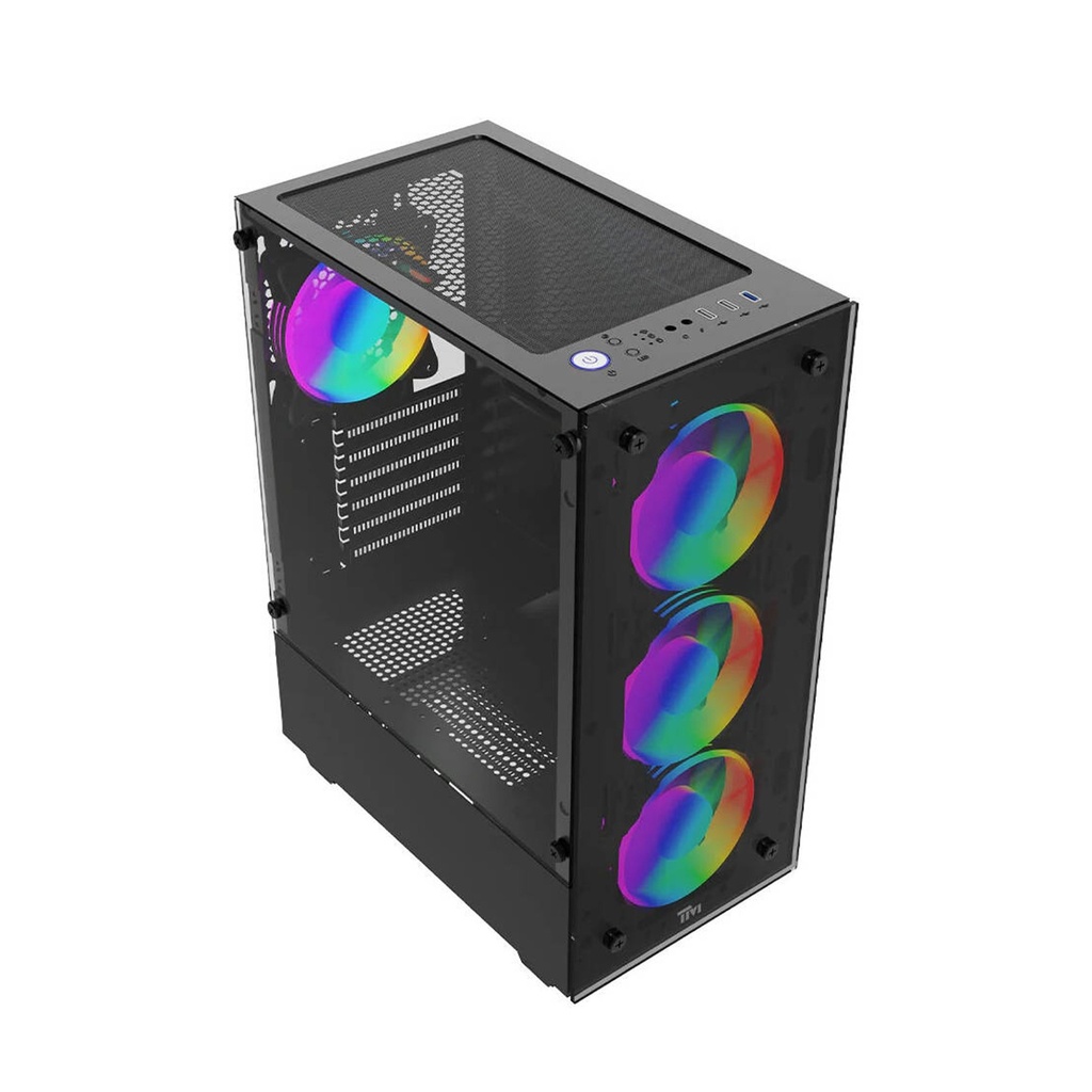 Twisted Minds Nova Series ATX Mid Tower Gaming Case - Black (4 ARGB Fans Included)