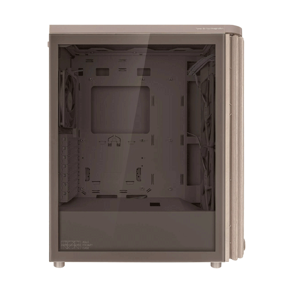 Asus ProArt PA401 Wood Edition Tempered Glass Panel, 2x 160mm & 1x 120mm Pre-Installed Fans Case -Beige