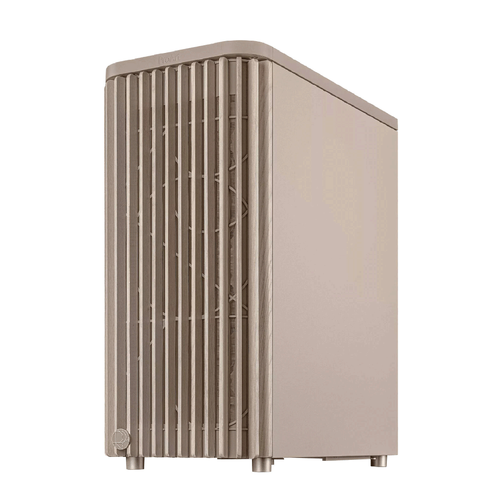 Asus ProArt PA401 Wood Edition Tempered Glass Panel, 2x 160mm & 1x 120mm Pre-Installed Fans Case -Beige