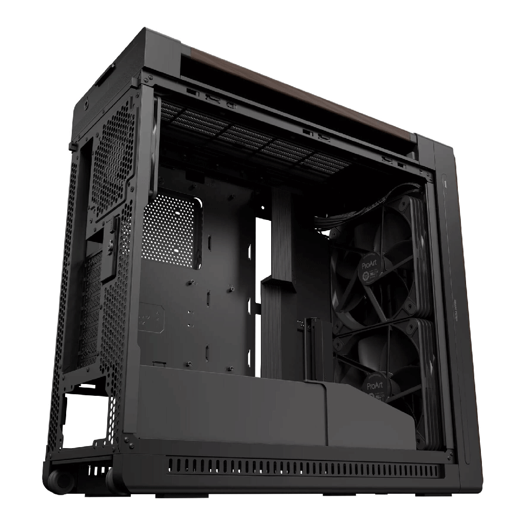 Asus ProArt PA602 Wood Edition Tempered Glass Panel, 2x 200mm & 1x 140mm Pre-Installed Fans Case - Brown