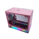 InWin A1 Prime Mini-ITX Computer Case 2x Sirius Loop ASP120 Fans SECC Tempered Glass Aluminium Plexiglass Materials GPU 750W PSU -Pink